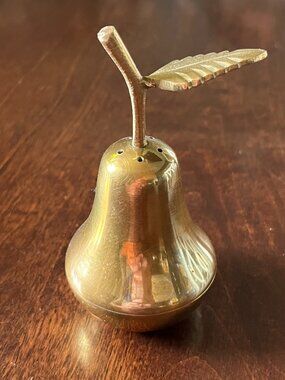 Vintage Solid Brass PEAR Shaped SALT SHAKER Decorative Home Accents Decor 4"